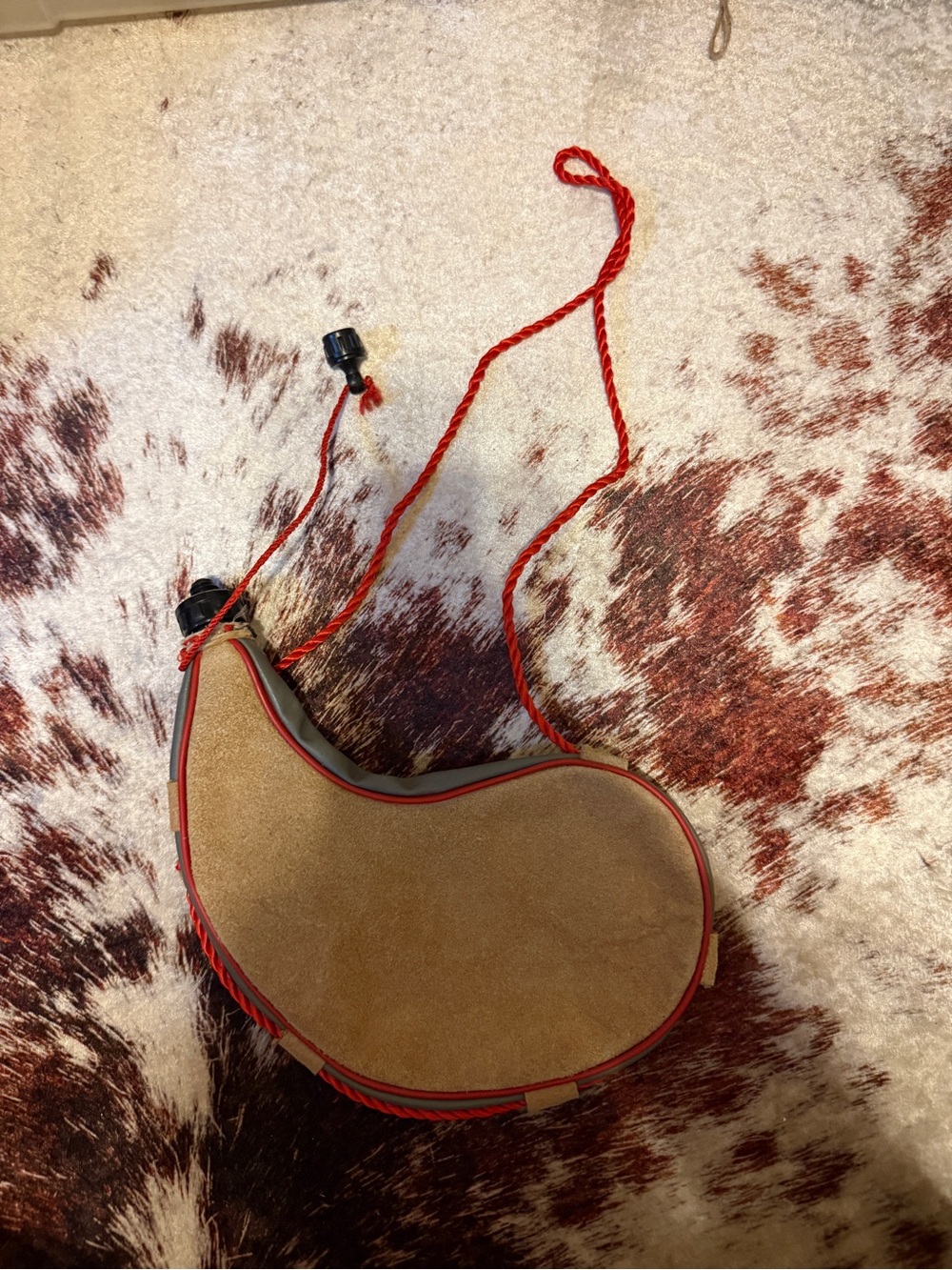 Suede Bespoke Saddle-Shaped Bag with Red Trim